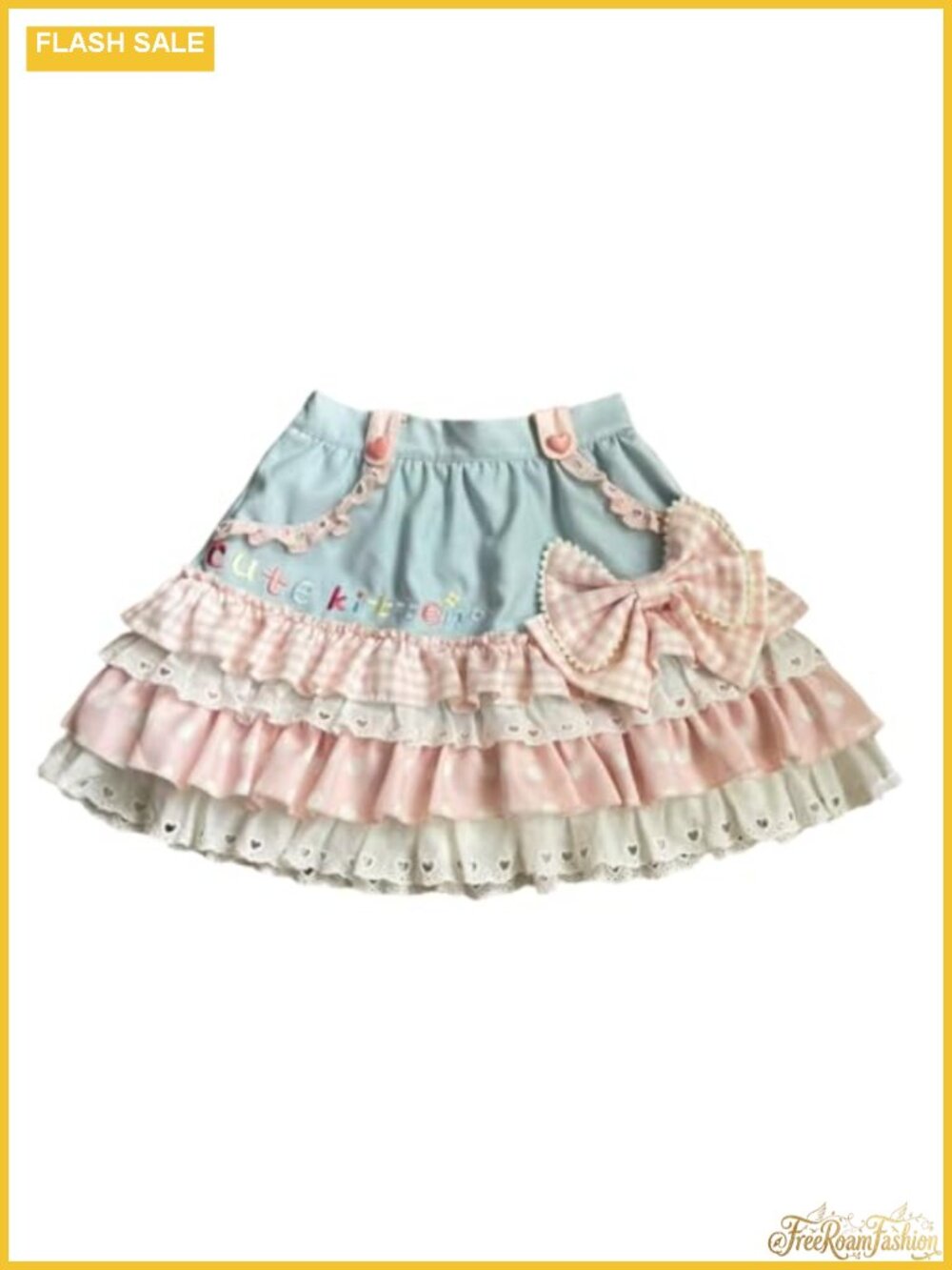Womens Lolita Ruffled Tiered A-Line Mini Skirt Kawaii Y2K Harajuku